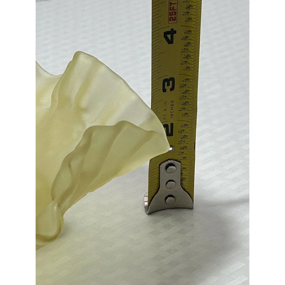 Westmoreland Glass Yellow Satin 3 Footed Bowl Double‎ Crimped Edge Paneled Grape